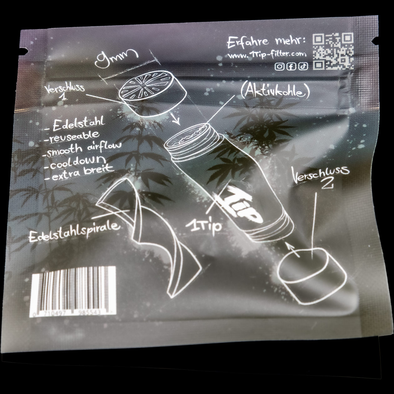 1tip 6 mm filter/tip edelstahl darkgold edition starter set (wiederverwendbarer aktivkohlefilter)