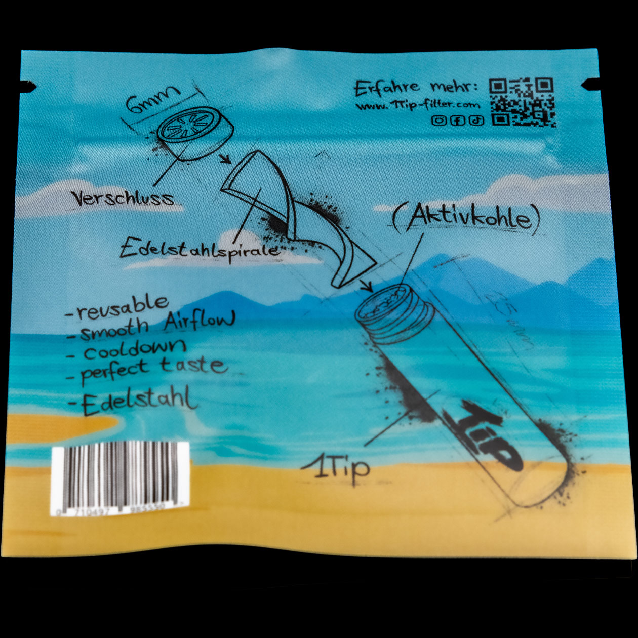 1tip 6 mm filter/tip edelstahl darkgold edition starter set (wiederverwendbarer aktivkohlefilter)