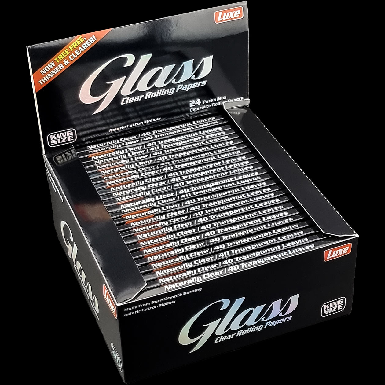glass clear rolling papers king size luxe (heftchen à 40 blatt) transparentes drehpapier