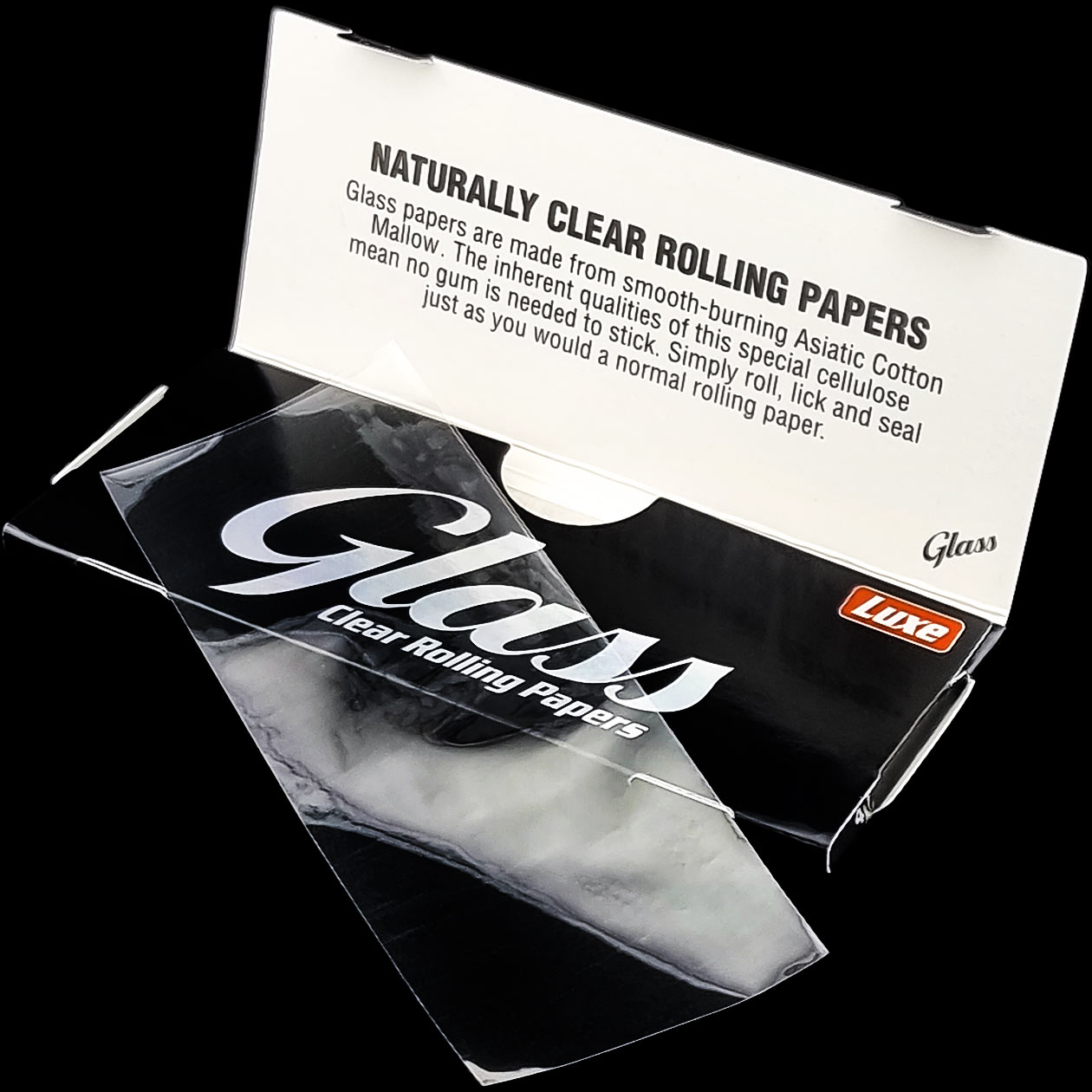glass clear rolling papers king size luxe (heftchen à 40 blatt) transparentes drehpapier