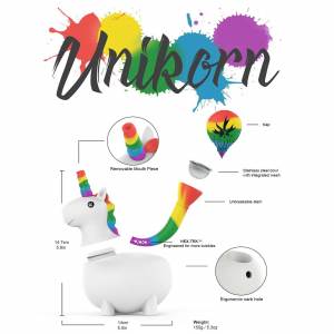 piecemaker unikorn silikonbong (wasserpfeife aus silikon mit edelstahlsieb) weiß