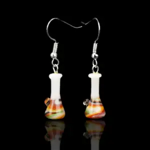 mmmelty earrings psychedelic beaker ohrringe/ohrstecker aus glas glow in the dark weiß/bunt (paar)