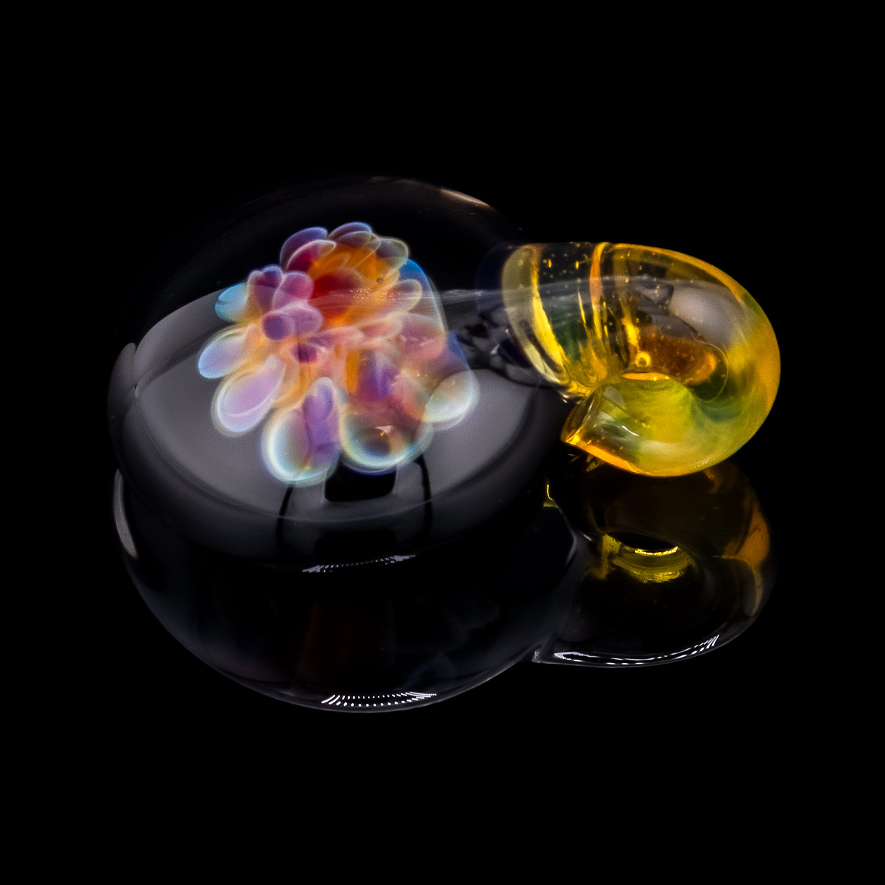 mucglass pendant amber glaskunst anhänger massiv (handmade in munich)