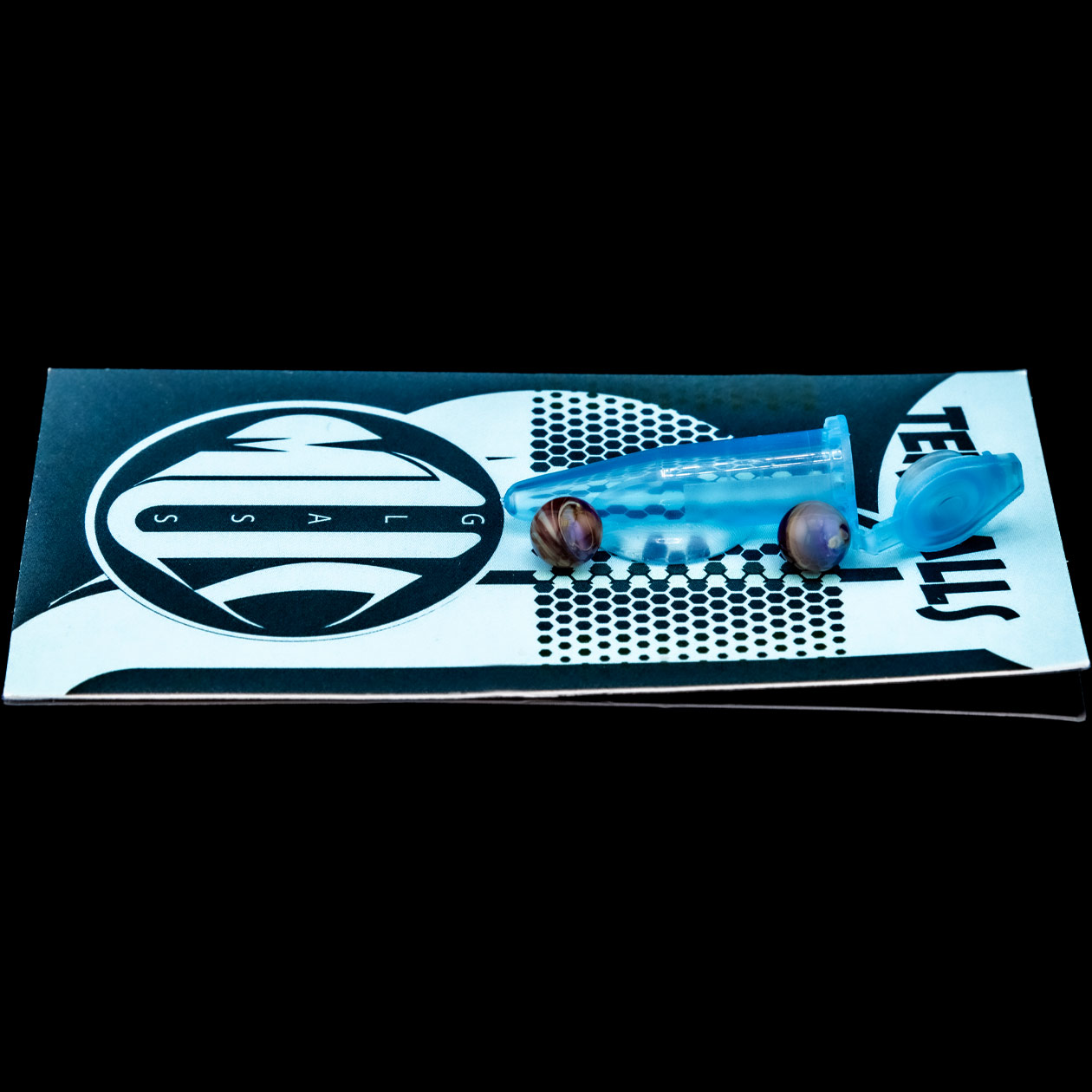 mucglass terpballs 5 6 mm amber/purple terp pearls set 2 stück (handmade in munich)