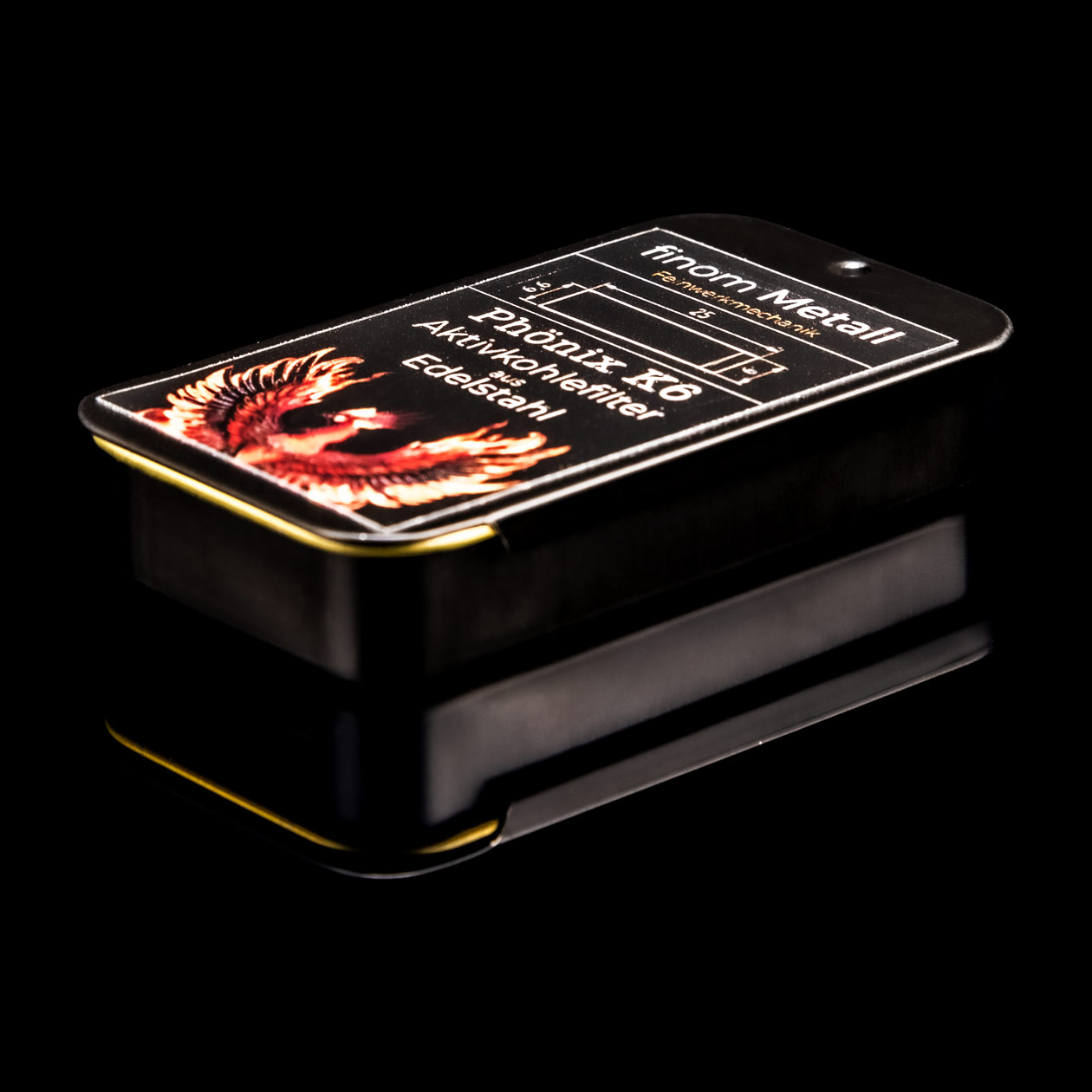 finom metall phönix k6 filter/tip aus edelstahl 6 mm (wiederverwendbarer aktivkohlefilter)