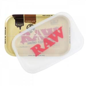 raw metal dab rolling tray size s 275 x 175 mm mit silikonabdeckung