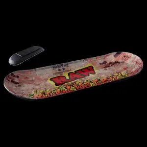 raw metal rolling tray skate deck graffitti 3 (425 x 155 x 30 mm)
