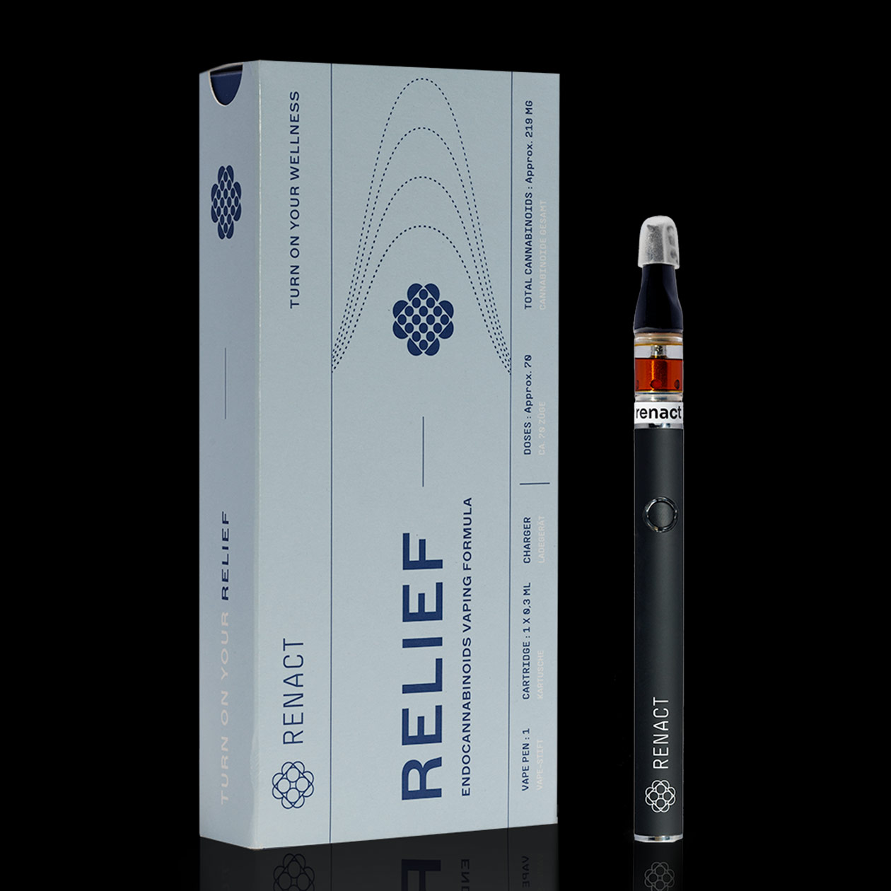 renact relief advanced kit vape pen & cbd kartusche 0,5 ml 365 mg cannabinoide (bio hanf)