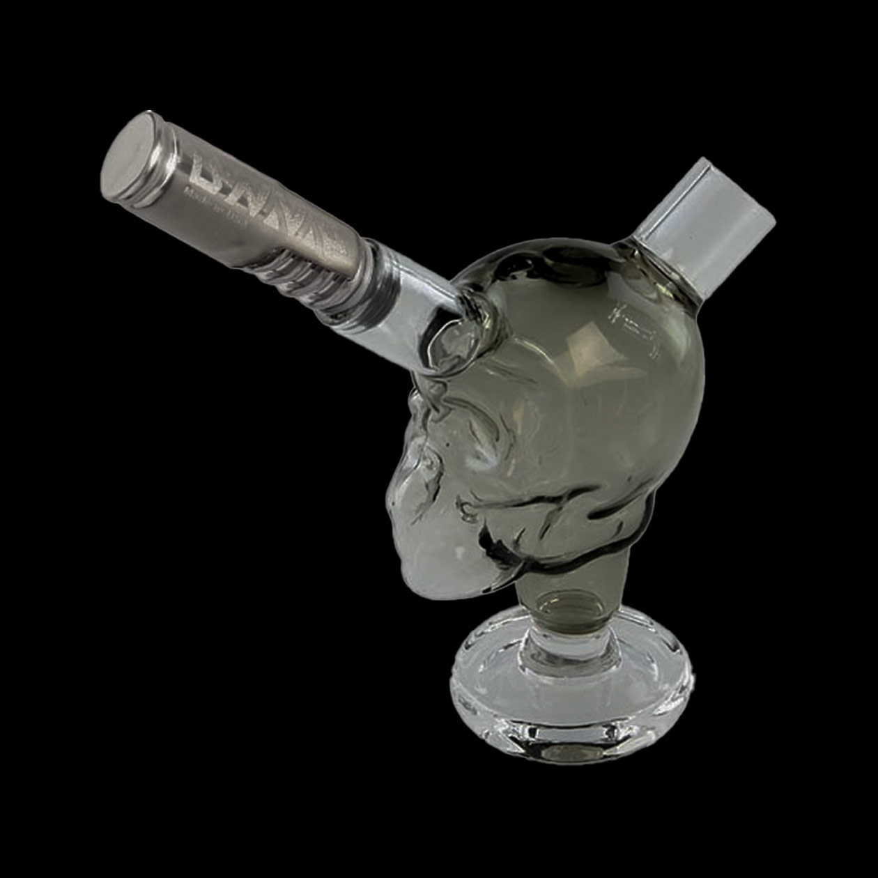 vaporizer/hand bubbler vapolicx totenkopf mit dynavap m tip glas/edelstahl grau/transparent