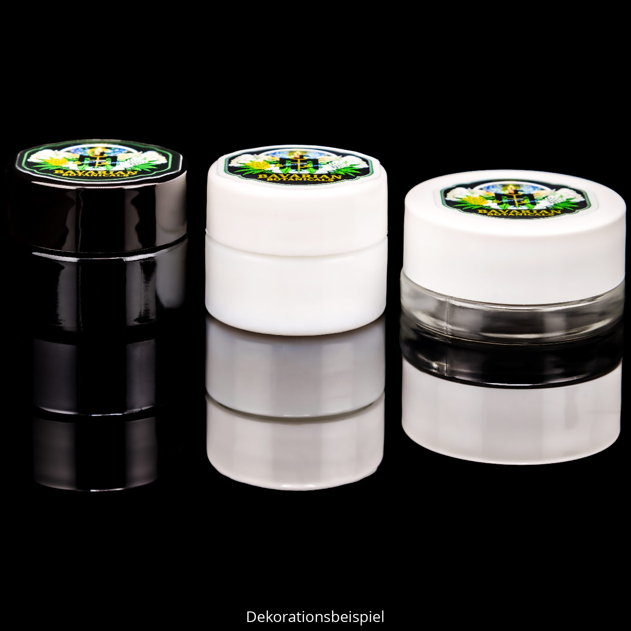 bavarian botanicals premium jar/glastiegel 5 ml transparent/weiß flach mit deckel