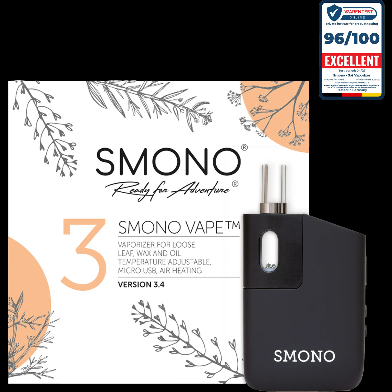 smono start v2 2025 vaporizer/verdamper für kräuter aluminium gehäuse usb c 220° c