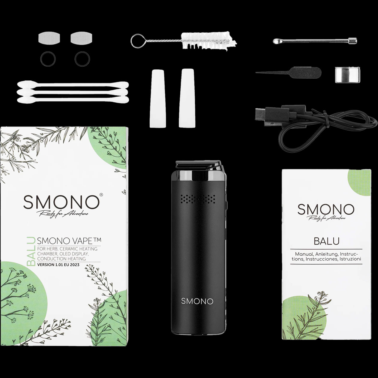 smono start v2 2025 vaporizer/verdamper für kräuter aluminium gehäuse usb c 220° c