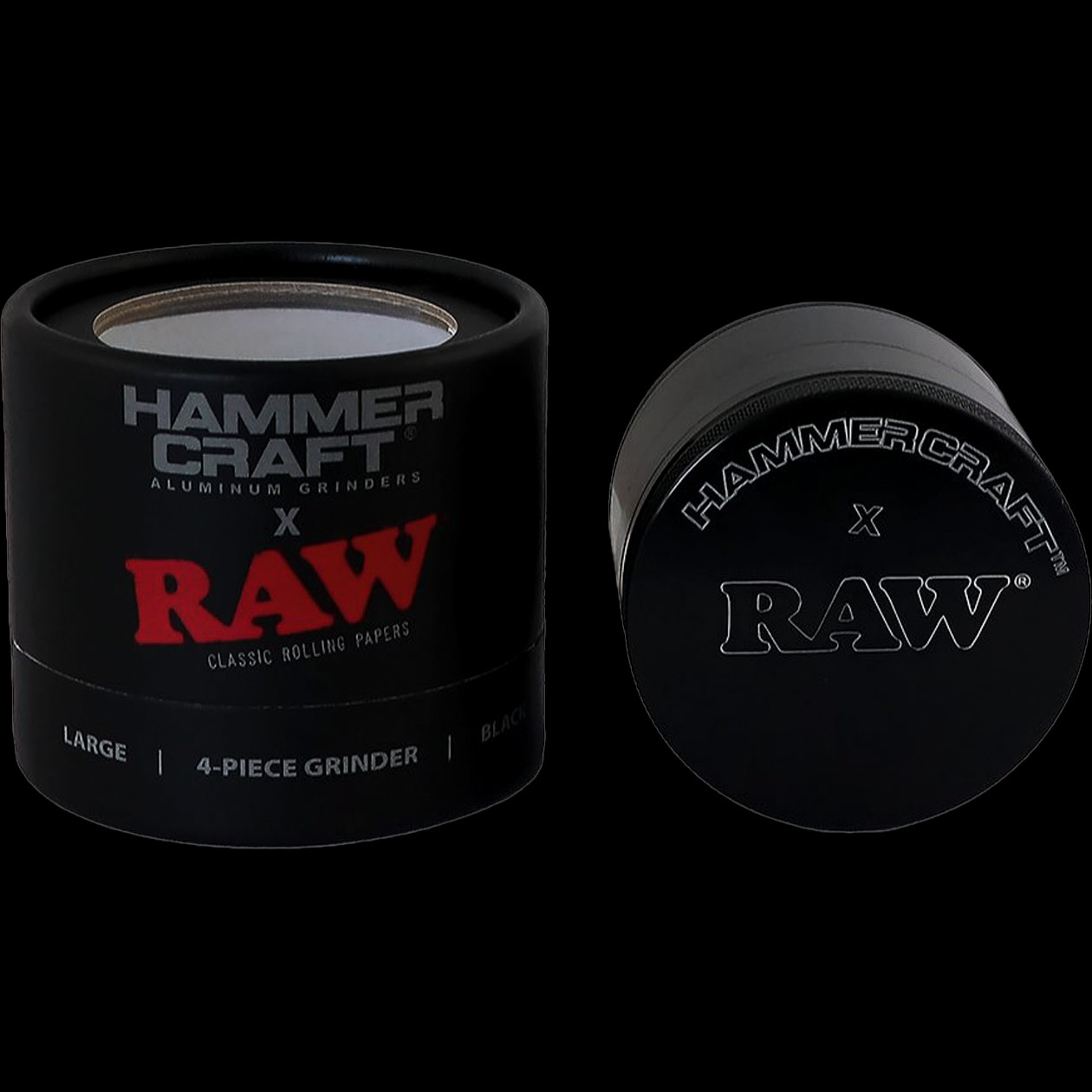 raw hammer craft aluminium grinder large rasta 4 tlg. Ø 60 mm aluminium schwarz