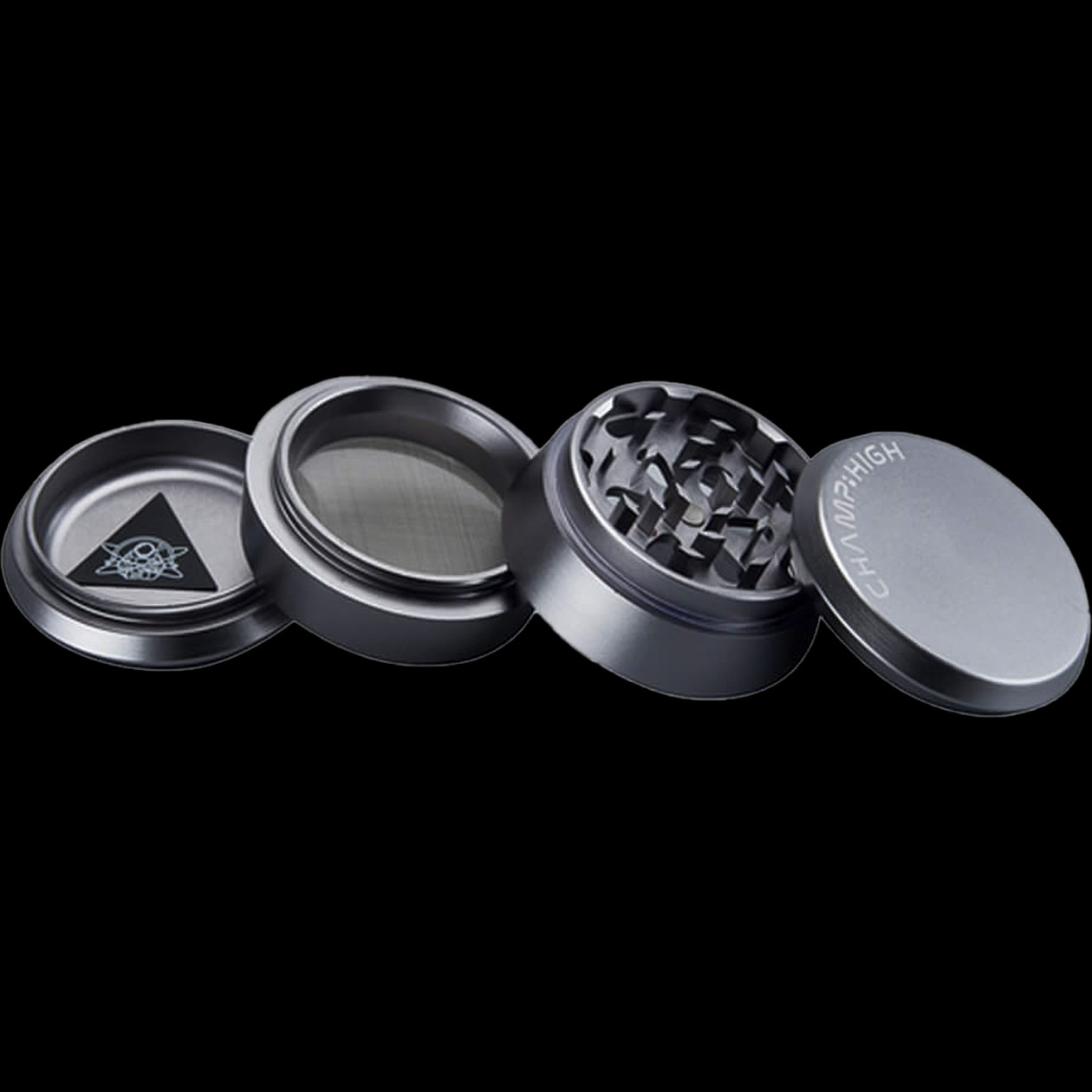 raw hammer craft aluminium grinder large rasta 4 tlg. Ø 60 mm aluminium schwarz