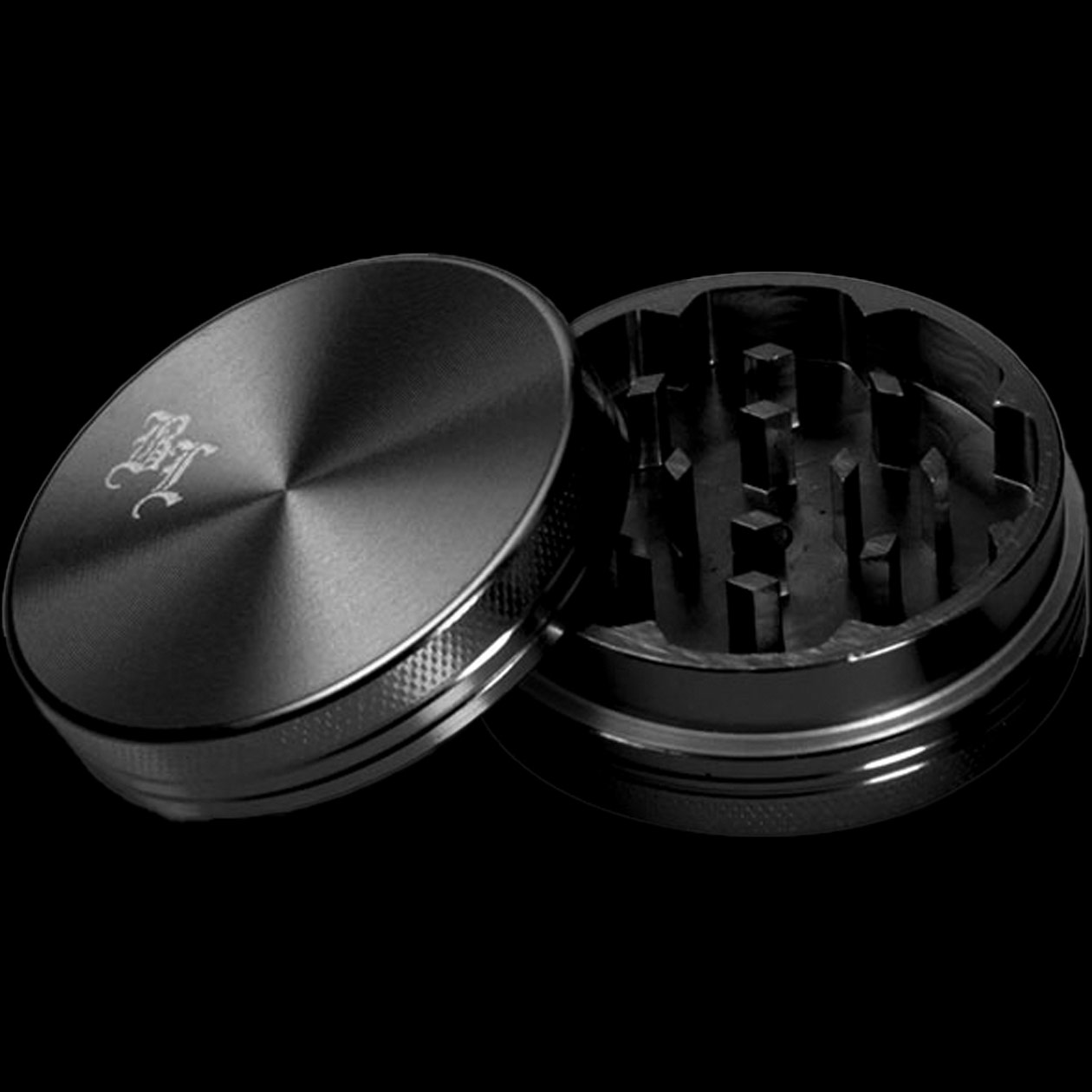black leaf grinder 2 tlg. Ø 50 mm aluminium schwarz in metalldose