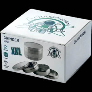 produkt 1829 champ high maxi grinder 10cm 100mm 4 tlg xxl riesengrinder crusher shredder big extra gross kraeutermuehle alu silver