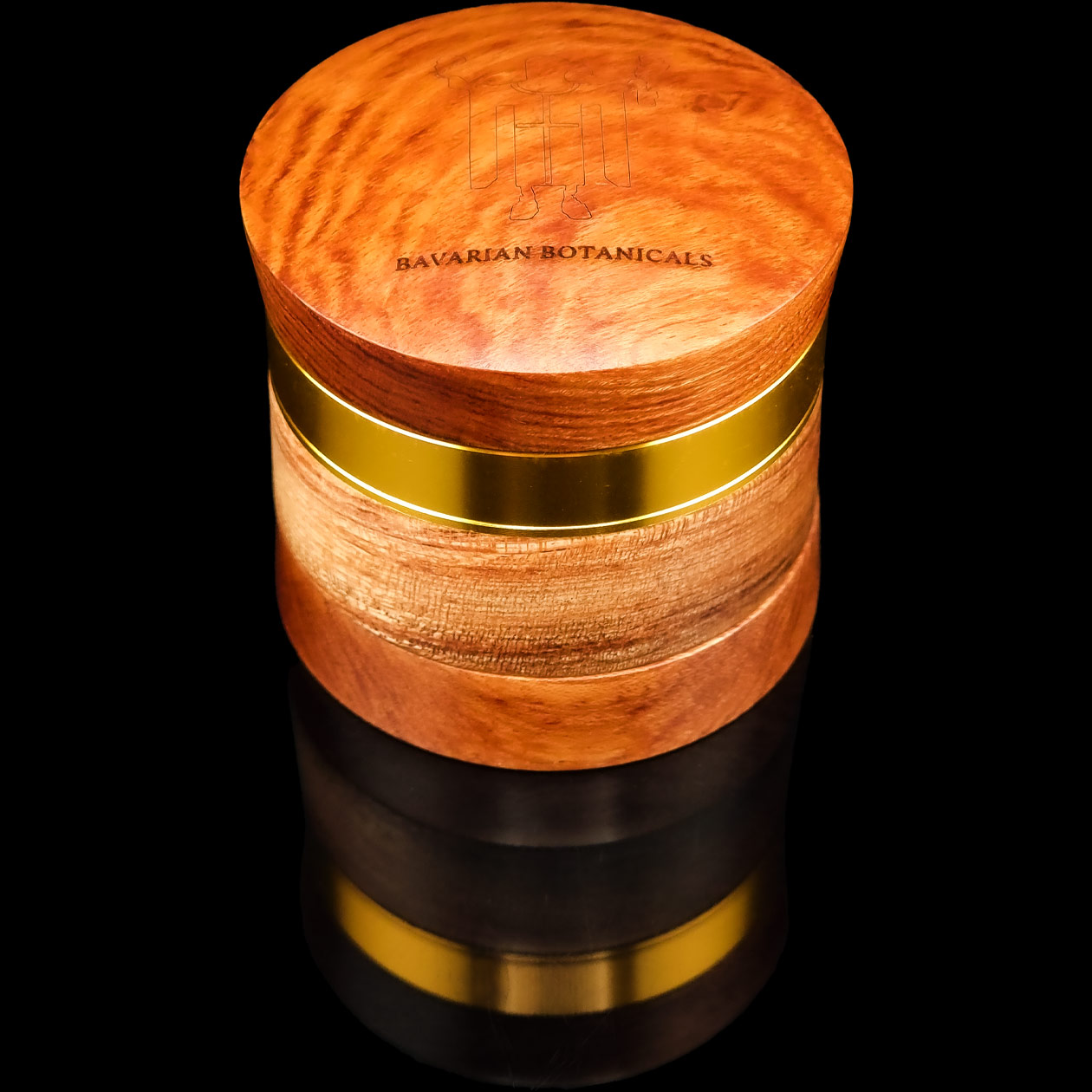 produkt 1837 bavarian botanicals holz grinder rosenholz aluminium gold kindl gravur 60mm 4 tlg crusher shredder kraeutermuehle edel