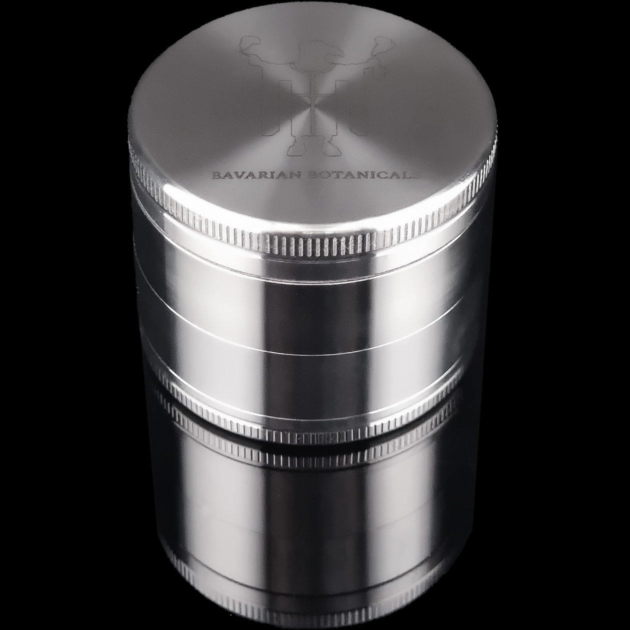 produkt 1844 bavarian botanicals edelstahlgrinder edelstahl gravur 63mm 4 tlg silber stainless steel crusher shredder kraeutermuehle edel