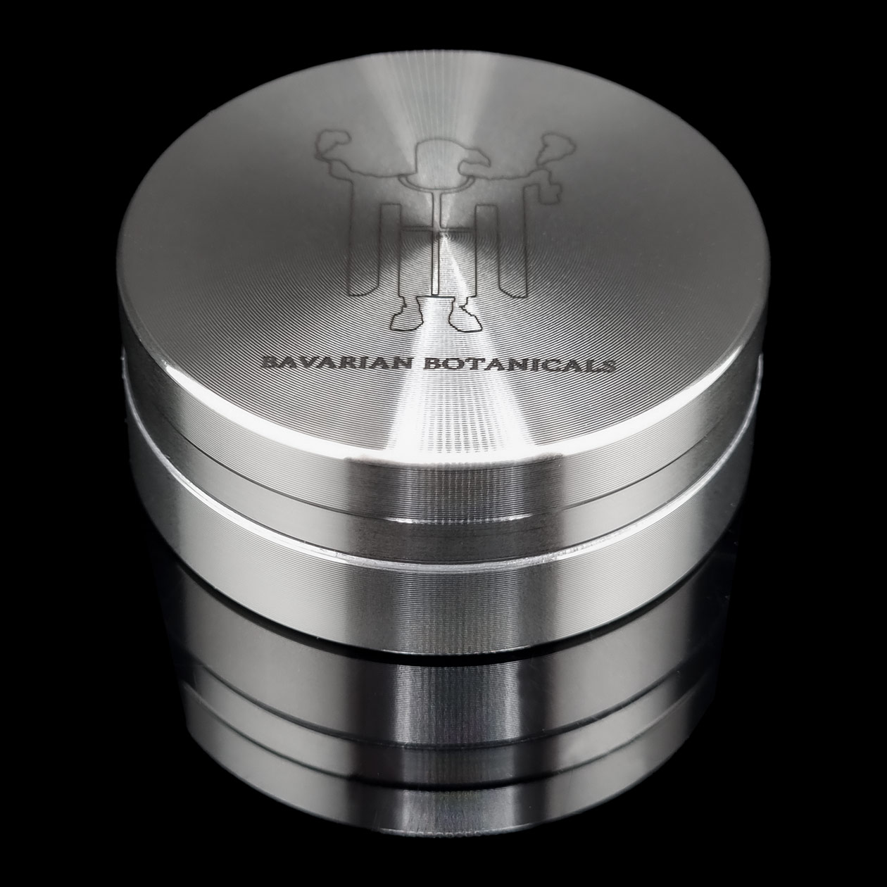produkt 1858 bavarian botanicals edelstahlgrinder edelstahl gravur 50mm 2 tlg silber crusher shredder kindl hosentasche flach