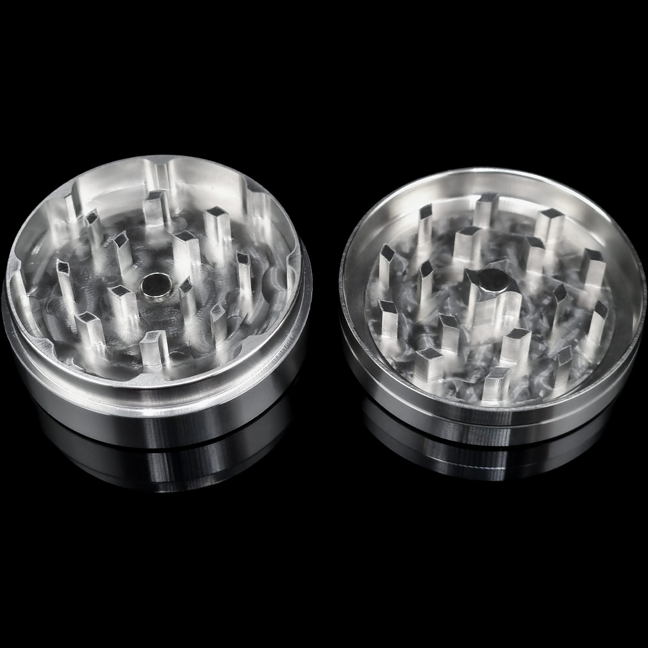 produkt 1860 bavarian botanicals edelstahlgrinder edelstahl gravur 50mm 2 tlg silber crusher shredder kindl edles geschenk stoffbeutel