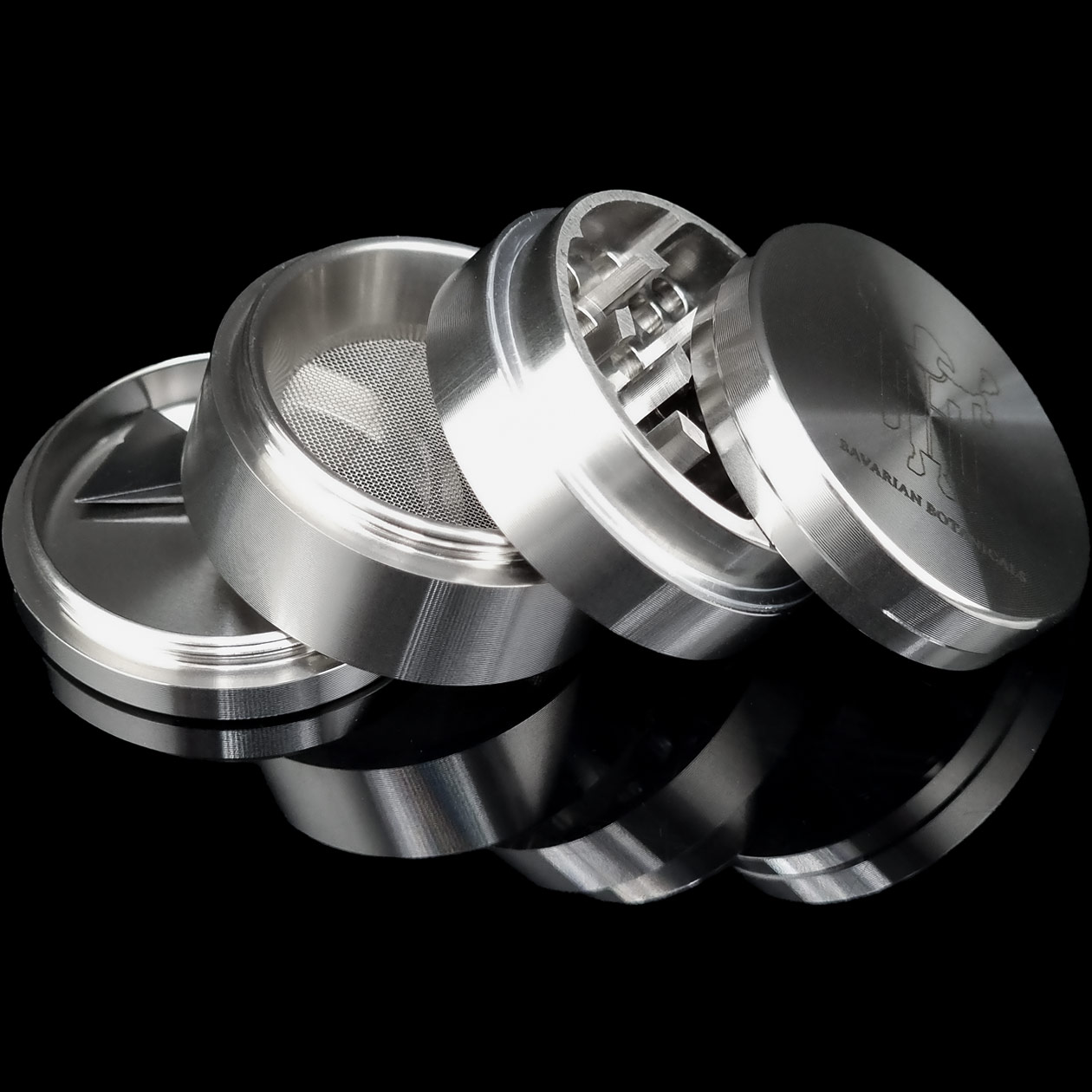 produkt 1865 bavarian botanicals edelstahlgrinder klein edelstahl gravur 40mm 4 tlg silber crusher shredder kindl edles cannabis muehle