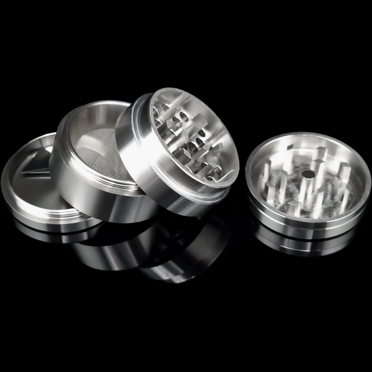 produkt 1866 bavarian botanicals edelstahlgrinder klein edelstahl gravur 40mm 4 tlg silber crusher shredder kindl edles cannabis muehle