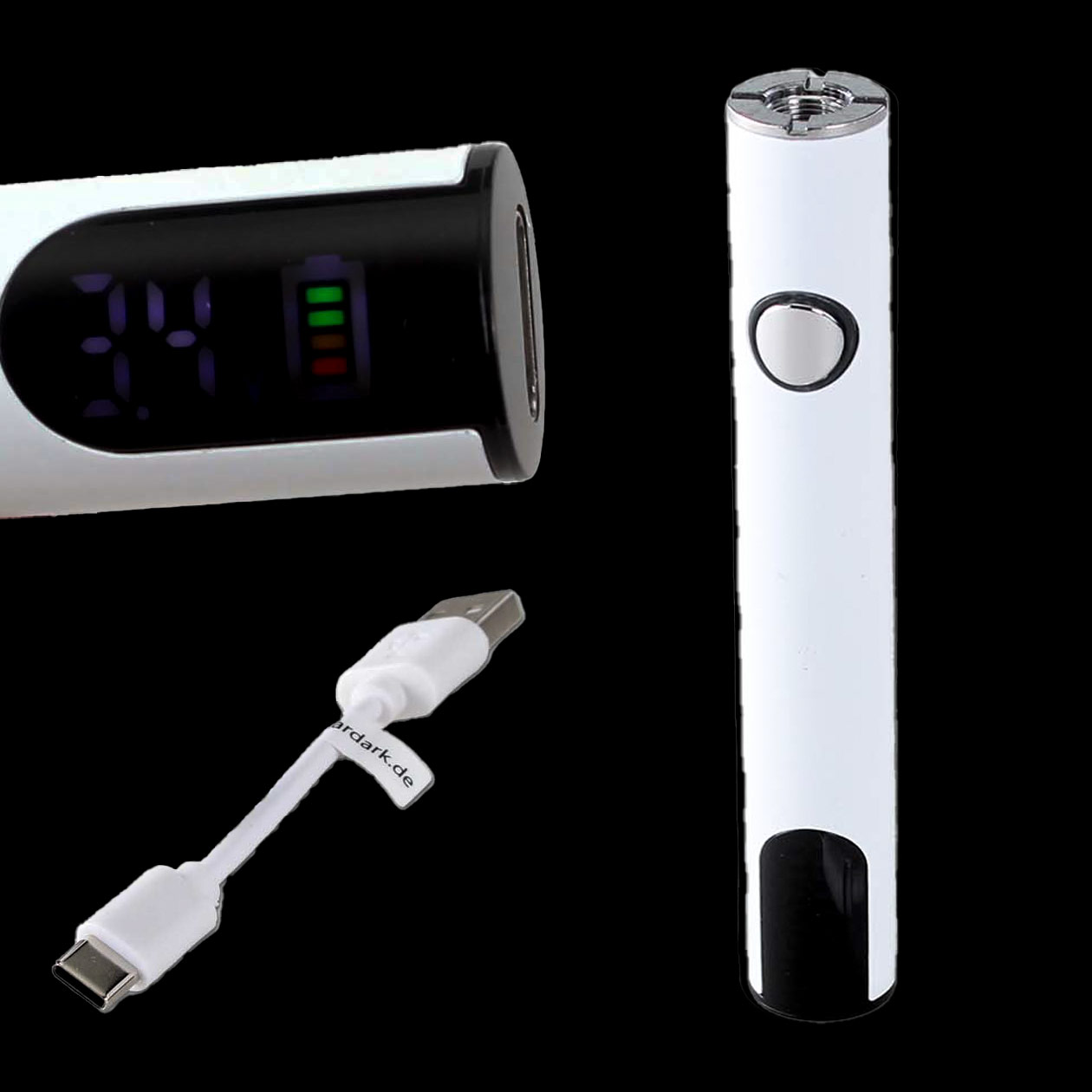 black leaf akkuträger 510er gewinde 400 ma/h weiß mit display vape pen/stick