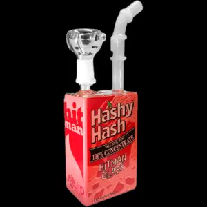 hitman glass bubbler/bong "hashy hash" ("saftbox" design glas rig) 19 cm borosilikatglas ns14