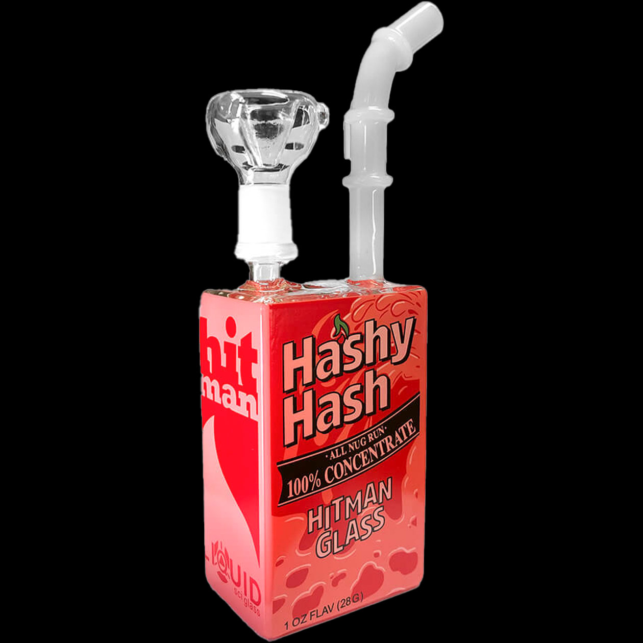 hitman glass bubbler/bong "hashy hash" ("saftbox" design glas rig) 19 cm borosilikatglas ns14