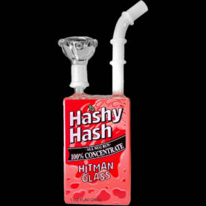hitman glass bubbler/bong "hashy hash" ("saftbox" design glas rig) 19 cm borosilikatglas ns14