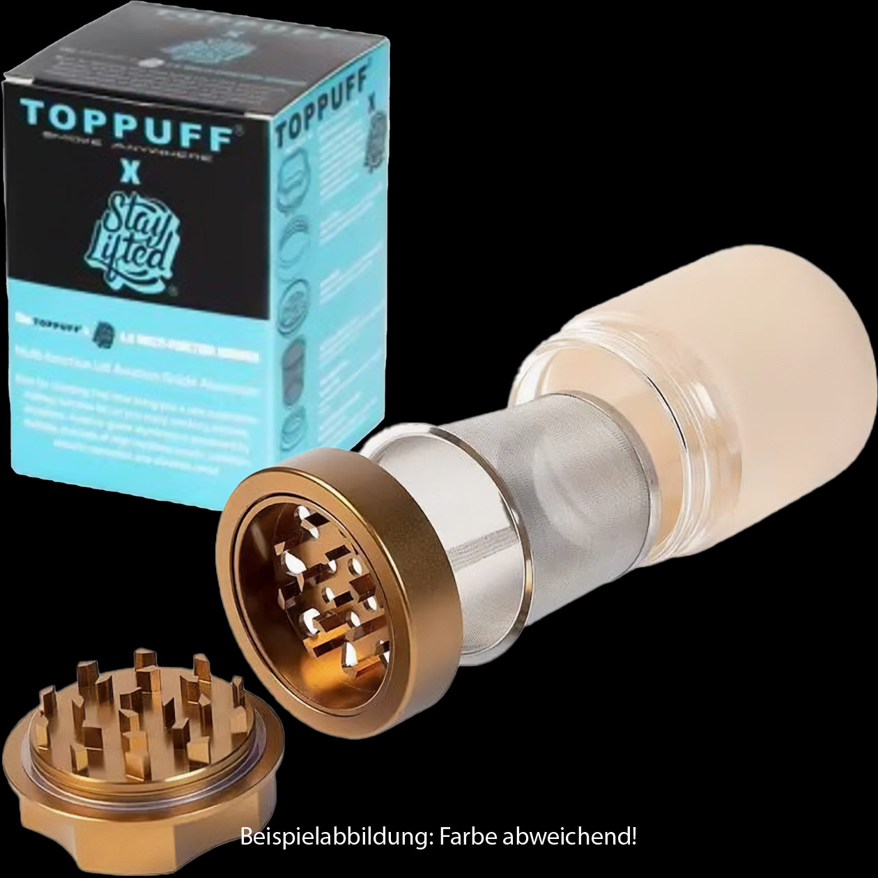 toppuff x stay lifted 4.0 multifunction grinder glass 6 tlg. Ø 45 mm glas/aluminium/silikon rosé/pink