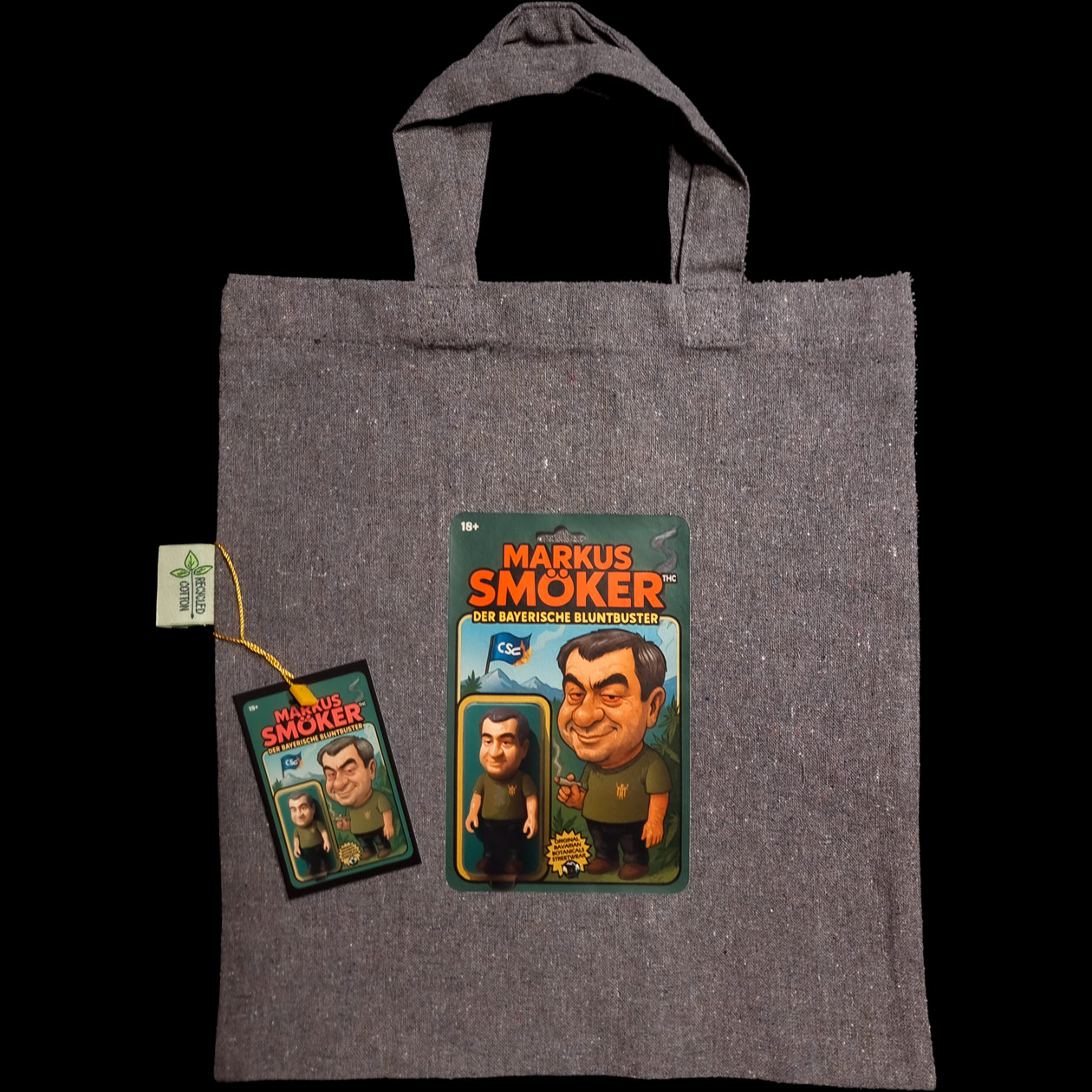 bavarian botanicals flaschltaschl "markus smökinger" grau recycled cotton/rpet limited edition