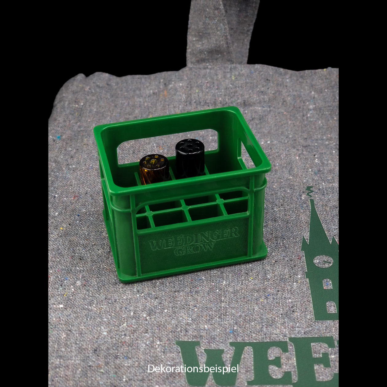 bavarian botanicals flaschltaschl "weedinger grow" grau recycled cotton/rpet limited edition