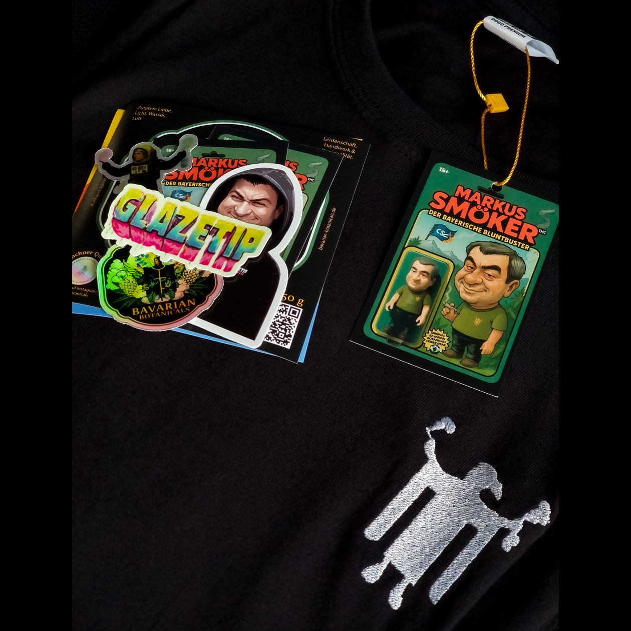 bavarian botanicals t shirt "bavarian kindl" mit stickerei schwarz/silber unisex limited edition