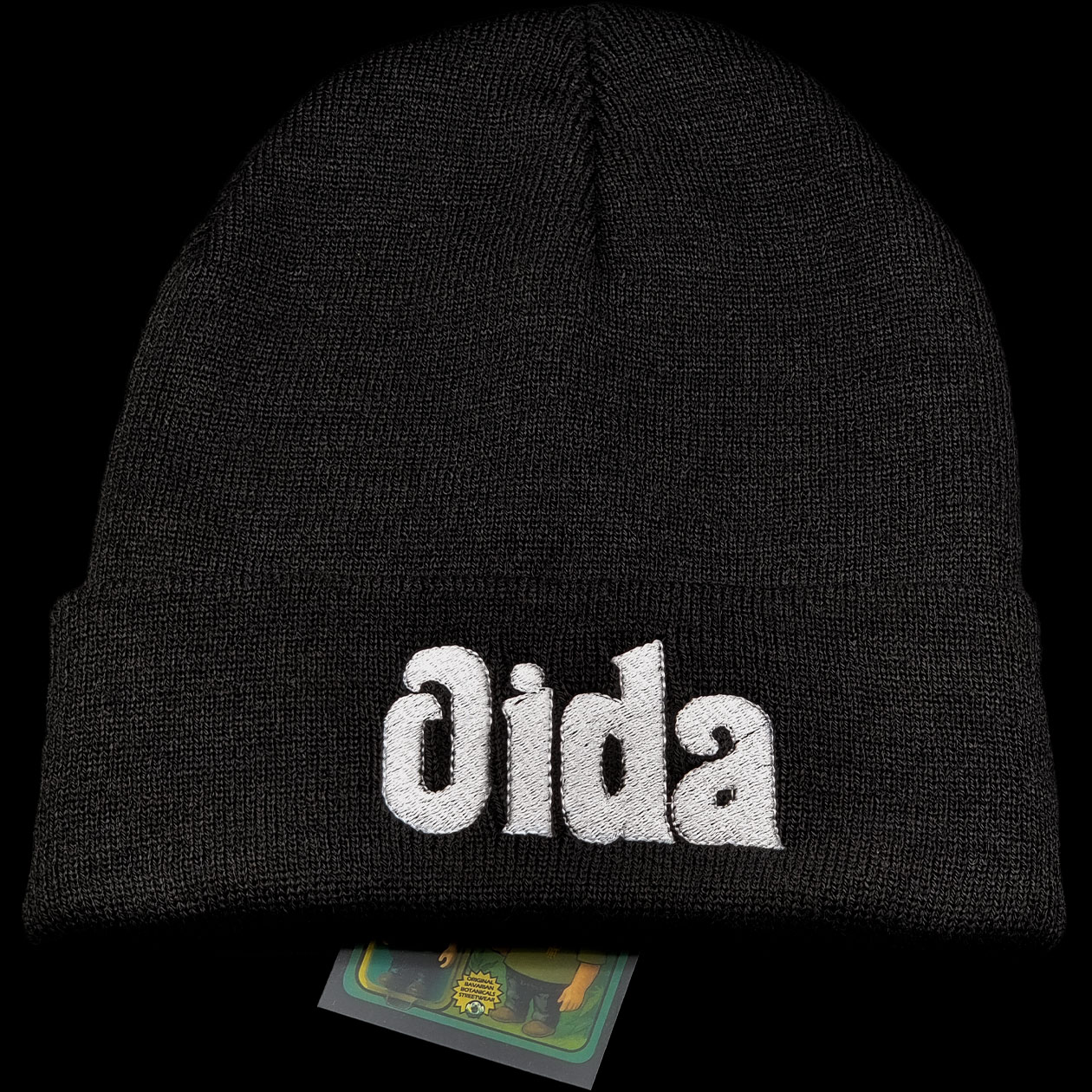 bavarian botanicals strickmütze premium "oida" schwarz/silber stickerei rpet/acryl