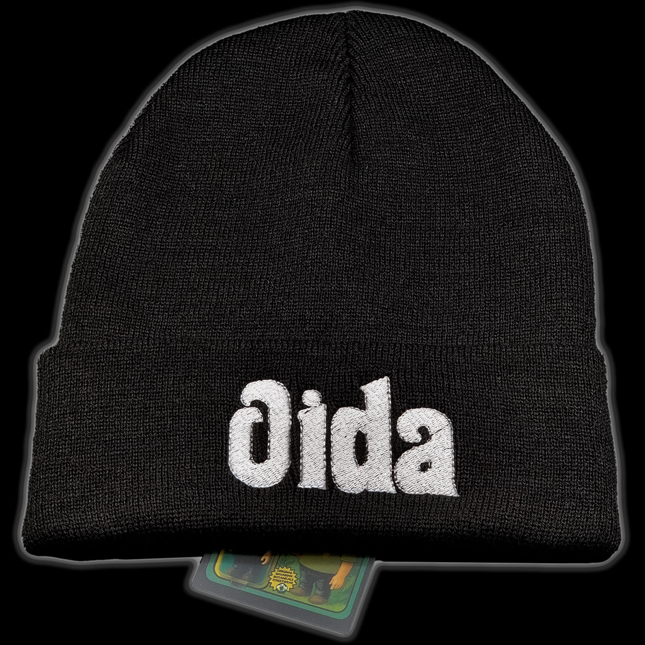 bavarian botanicals strickmütze premium "oida" schwarz/silber stickerei rpet/acryl