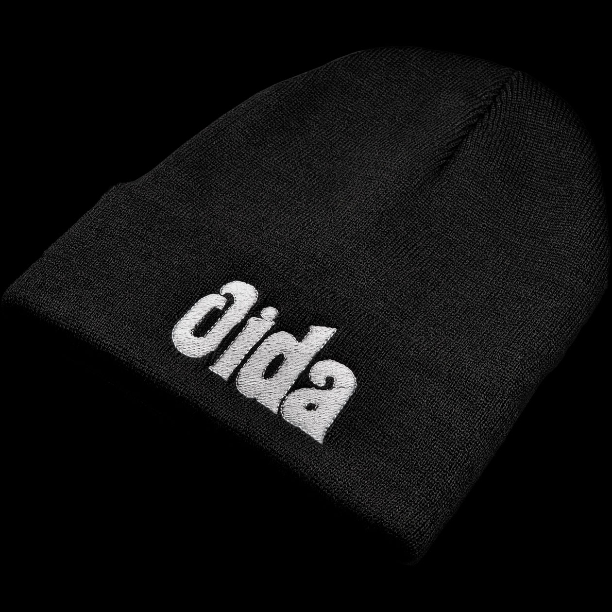 bavarian botanicals strickmütze premium "oida" schwarz/silber stickerei rpet/acryl