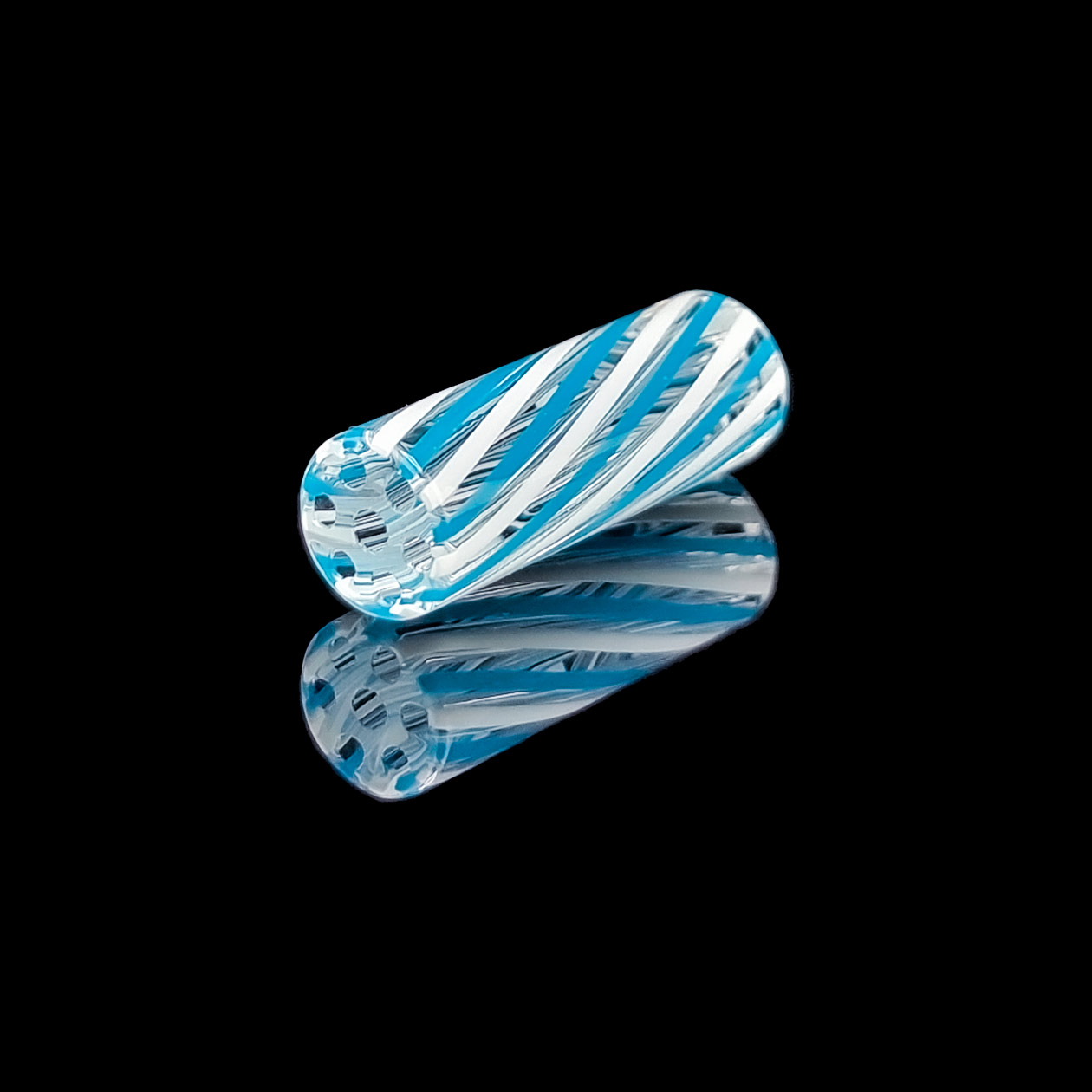 bavarian botanicals premium glastip “high society” 12 mm weiß blau gestreift/transparent