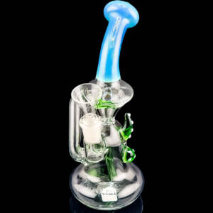produkt 2126 black leaf recycle bubbler rig oelbong glas borosilikatglas verziert blau gruen tentakel mini rig kraeuterkopf