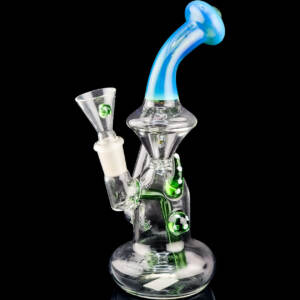 produkt 2127 black leaf recycle bubbler rig oelbong glas borosilikatglas verziert blau gruen tentakel mini rig kraeuterkopf