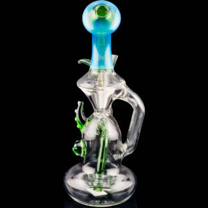 produkt 2128 black leaf recycle bubbler rig oelbong glas borosilikatglas verziert blau gruen tentakel mini rig kraeuterkopf