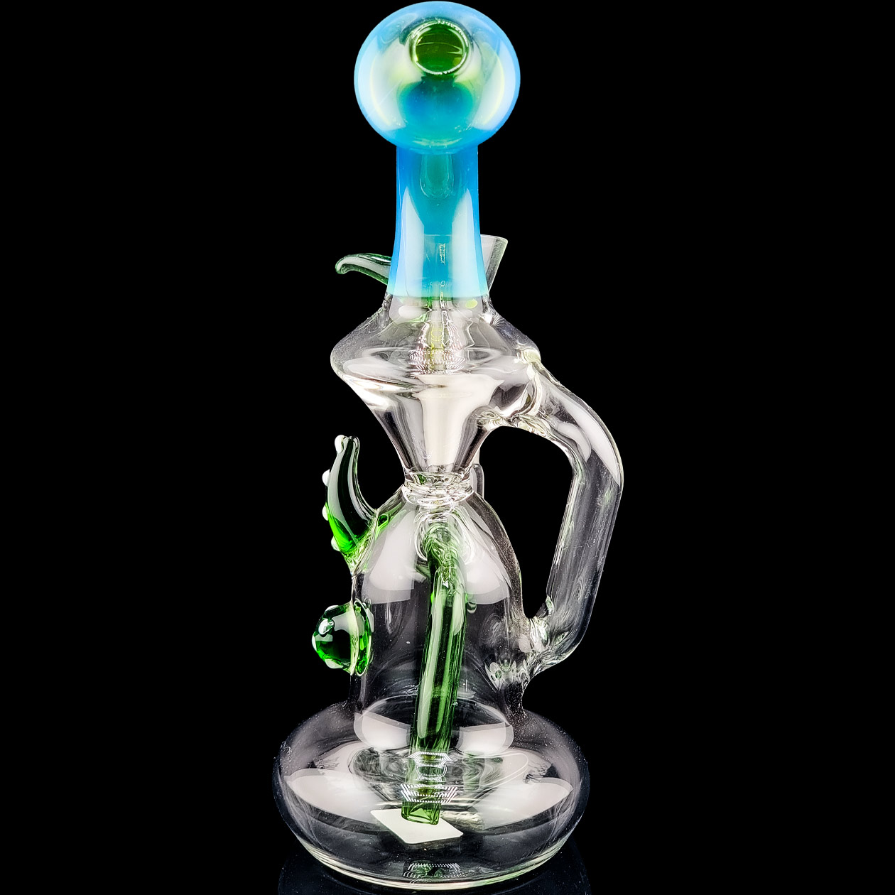produkt 2128 black leaf recycle bubbler rig oelbong glas borosilikatglas verziert blau gruen tentakel mini rig kraeuterkopf