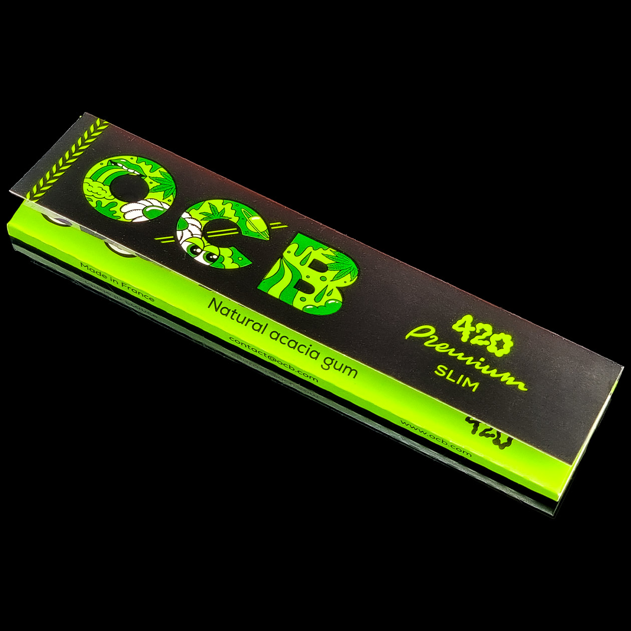 produkt 2129 ocb 420 slim premium rolling papers kss king size slim duenn longpapers blaettchen 32 blatt black limited design edition