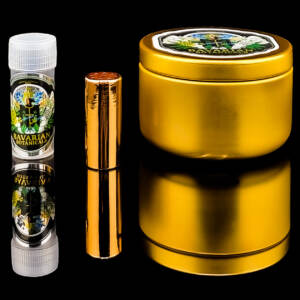 bavarian botanicals premium glastip “high society” 12 mm weiß blau gestreift/transparent (kopie)